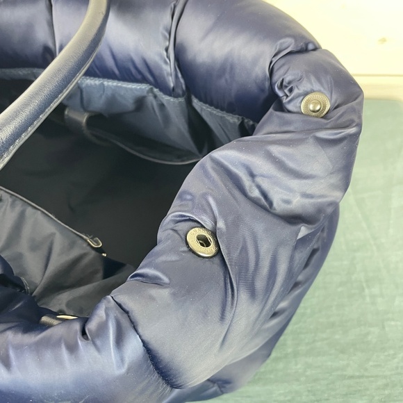 Sol And Selene Blue Quilted Puffer Large Tote Hand Bag - NO Shoulder Strap - Picture 4 of 10